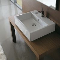 Раковина GLOBO STONE подвесная или накладная с тремя намеченными отверстиями цвет белый арт-SCQ61BI — фото 2, Раковины накладные