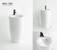 Раковина напольная Azario Dea 500х500х860 отдельностоящая круглая, белый арт-AZ-203 — фото 2, Раковины напольные