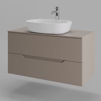 Orange Line Li-100TuLMDF+B08-500W тумба с раковиной подвесная 100 см, латте/белый Li-100TuLMDF+B08-500W — фото 1, Тумбы с раковиной