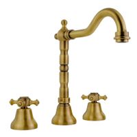 PRESTIGE См-ль д/раковины излив "змейка", на 3 отв., донный клапан "click-clack", бронза 31618 — фото 1, Смесители для раковины