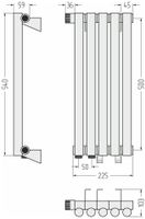 Отопительный радиатор Сунержа Эстет-1 EU50 левый 500х225 5 секций Матовое золото арт-032-0310-5005 — фото 4, Радиаторы отопления