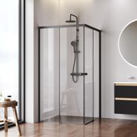 X-joy душевое огражд квадратн.,раздвиж.двери 100x100 черный мат.,стекло прозр арт-W94G-403-100100-BT1K — фото 4, Квадратные душевые уголки