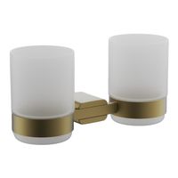 Стакан для ванной комнаты двойной BELZ , брашированное золото арт-B90808 — фото 1, Стаканы для зубных щеток