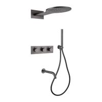 Душевая система ABBER Wasser Kreis AF8150NG скрытого монтажа с изливом, термостат, никель — фото 1, Встраиваемые душевые комплекты