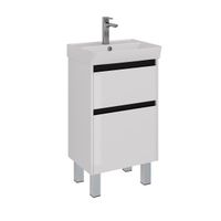 Тумба Lemark COMBI 50 см под 1 раковину, подвесная/напольная, 2 ящика, цвет планки: Чёрный, цвет кор арт-LM03C50T-black — фото 4, Тумбы под раковину