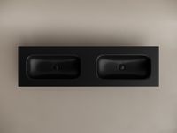 Раковина накладная мебельная Grace прямоугольная 1610x457x137 с двумя чашами без отверстий под смеситель цвет черный матовый арт-CN7023MBwx — фото 3, Раковины встраиваемые сверху