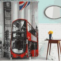 шторка д/в тканевая 180х180см "Лондонский автобус" MZ-67 — фото 1, Шторки на ванну
