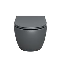 Унитаз подвесной Grossman (520х360х320) безободковый,смыв торнадо,серый матовый с тонкой крышкой,микролифт,1 место арт-GR-4457GMSQ — фото 1, Подвесные унитазы