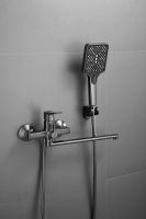 Смеситель для ванны однорычажный с длинным изливом и душем BELZ, оружейная сталь, арт-B22715-3 — фото 5, Смеситель для ванны