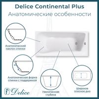 Ванна чугунная Delice Continental PLUS 100х70 с отверстиями под ручки DLR230642R — фото 2, Чугунные ванны