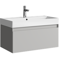 Подвесная тумба с одним ящиком 81 см, цвет серый туман с умывальником арт-GE01081ST — фото 3, Тумбы с раковиной