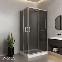 Душевой уголок Parly 100х70 см, с низким поддоном, профиль хром, стекло тонированное арт-QZ71S N — фото 1, Прямоугольные душевые уголки