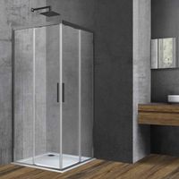 Душевой уголок Soft , 1000*1000, вороненая сталь, стекло прозрачное арт-VSS-3SO100CLGM — фото 3, Квадратные душевые уголки