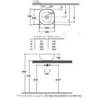 Раковина GLOBO T-EDGE на столешницу без отверстий цвет белый B6Q38BI — фото 3, Раковины накладные