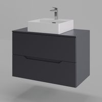 Orange Line Li-80TugMDF+B04-405W тумба с раковиной подвесная 80 см, графит/белый Li-80TugMDF+B04-405W — фото 1, Тумбы с раковиной