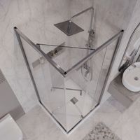 Душевое ограждение Niagara Nova NG-6635-34 (100х100х195) квадрат,хром,двери раздвижные,стекло прозрачное,1 место — фото 5, Квадратные душевые уголки