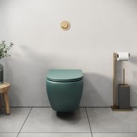 Товар: Унитаз Color (485х360х375) ЗЕЛЕНЫЙ матовый подвеснойбезободковый с тонкой крышкой арт-GR-4455OLMS - фото 5 Унитаз Color (485х360х375) ЗЕЛЕНЫЙ матовый подвеснойбезободковый с тонкой крышкой арт-GR-4455OLMS — фото 5, Подвесные унитазы