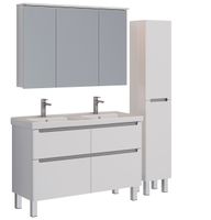 Шкаф зеркальный Lemark ZENON 120х80 см 3-х дверный, с козырьком-подсветкой, с розеткой, цвет корпуса арт-LM120ZS-Z — фото 5, Зеркальные шкафы в ванную