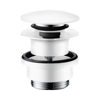 Донный клапан, Hansgrohe, для раковин с переливом и биде, нажимной (Push-Open/Click Clack/Stop&Go/Up&Down), 1 1/4", форма крышки-круглая, диаметр крышки, мм-64, материал крышки-латунь, цвет-белый матовый арт-50100700 — фото 1, Донные клапаны