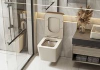 Унитаз ABBER Rechteck подвесной светло-бежевый матовый, безободковый арт-AC1201MBE — фото 4, Подвесные унитазы