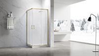 Душевой угол Veconi Rovigo RV-27G, 1100x900x1900, золото брашинг, прозрачное стекло RV27G-11090-01-C8 — фото 2, Душевые уголки