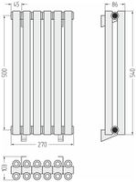 Отопительный радиатор Сунержа Эстет-00 500х270 6 секций Матовый белый арт-30-0332-5006 — фото 3, Радиаторы отопления