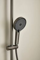 Душевая система с тропическим душем и смесителем BELZ, клавишный переключатель, оружейная сталь, арт-B25713-3 — фото 7, Душевые стойки
