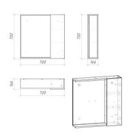 Шкаф-зеркало "ЮНИТ-70 см", ЛДСП кадена лайт арт-207011 — фото 3, Зеркальные шкафы в ванную