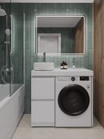 Orange Sistema Тумба напольная под стиральную машину с раковиной, белый арт-STM-100TUW+B09-360W — фото 4, Тумбы с раковиной