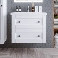 Тумба под раковину подвесная Бриклаер Хелена (рамочная) белый, 80 см 4627125416415 — фото 1, Тумбы с раковиной