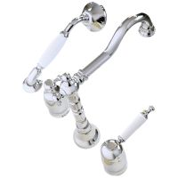 OXFORD См-ль на борт ванны моноком., на 4 отв., ручка белая, шланг1,6 м., хром 19125 — фото 4, Смесители на борт ванны