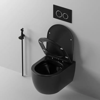 Унитаз OGLIO Aria MB подвесной безободковый черный матовый, ТЕРМООБЖИГ (не плёнка) CT9239 Ceruttispa (485х365х350) — фото 2, Подвесные унитазы