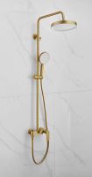 Душевая система с тропическим душем и смесителем BELZ, брашированное золото, арт-B24713-5 — фото 2, Душевые стойки