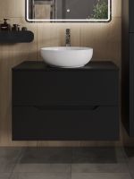 Orange Line Li-80TubMDF+B07-420W тумба с раковиной подвесная 80 см, черный/белый Li-80TubMDF+B07-420W — фото 3, Тумбы с раковиной