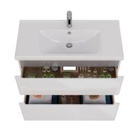 Тумба Lemark BUNO 100 см под 1 раковину, подвесная/напольная, 2 ящика, цвет планки: Серый, цвет корп арт-LM04B100T — фото 4, Тумбы под раковину