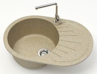 Кухонная мойка AZARIO Flora 730x450x215 искусственный мрамор, цвет песочный арт-CS00079915 — фото 1, Кухонные мойки