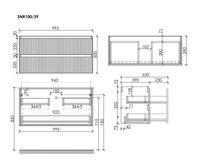 Тумба подвесная SANCOS Snob R 995х390х500, c двумя ящиками оснащенными доводчиками, Beige Soft , арт.SNR100/39CE — фото 6, Комоды и тумбы для ванной комнаты