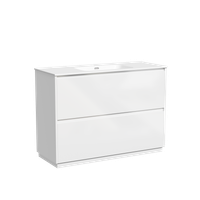 Тумба под раковину SANCOS Libra Floor напольная, 1190х450х840, c двумя ящиками оснащенными доводчиками, белый глянец , арт. арт-LB120F-1W — фото 1, Тумбы под раковину