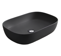 Раковина Scarabeo GLAM накладная без перелива без отверстий цвет черный матовый с антибактериальным и грязеотталкивающим покрытием BIOKER арт-1804 49 BK — фото 1, Раковины накладные