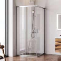 W90G-403-9090MT Gem душевое огражд квадратн.,раздвиж.двери 90x90 хром мат.,стекло прозрачн — фото 1, Квадратные душевые уголки