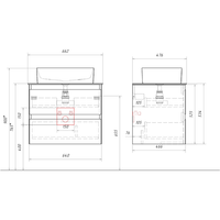 Товар: Подвесная тумба с двумя ящиками 65 см, цвет серый туман со столешницей серый камень и наставным умывальником арт-GE01652ST+STG662X476GS - фото 4 Подвесная тумба с двумя ящиками 65 см, цвет серый туман со столешницей серый камень и наставным умывальником арт-GE01652ST+STG662X476GS — фото 4, Тумбы с раковиной