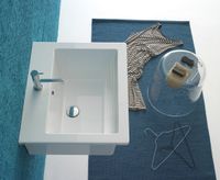 Раковина GLOBO FORTY3 подвесная или накладная с тремя намеченными отверстиями цвет белый арт-FO063BI — фото 2, Раковины накладные