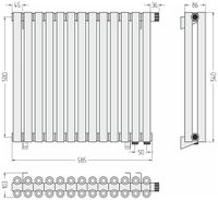 Отопительный радиатор Сунержа Эстет-00 EU50 500х585 13 секций Матовый белый арт-30-0322-5013 — фото 3, Радиаторы отопления