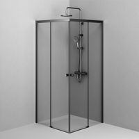 W94G-403-9090-BT1K X-joy душевое огражд квадратн.,раздвиж.двери 90x90 черный мат.,стекло прозрачн — фото 1, Квадратные душевые уголки
