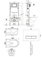 Agger Унитаз подвесной безободковый белый с инсталляцией, микролифт, кнопка смыва белая арт-ATI07150+APB288 — фото 1, Комплекты унитаз + инсталляция