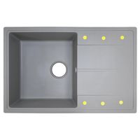 Кухонная мойка AZARIO Izmir 740х480х197 кварцевая, прямоугольная, сифон в комплекте, цвет Серый арт-CS00097683 — фото 8, Кухонные мойки