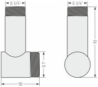 Уголок Уголок переходной Сунержа (G 1" НР х G 3/4"НР) Без покрытия 00-1506-0134 — фото 1, Комплектующие для полотенцесушителей