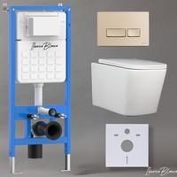 Комплект 3в1 IBERICA BLANCA инсталляция SILENCIO, унитаз TOLEDO ALTO белый, кнопка смыва ESTI-R золото матовое арт-IB001.TLA.234.215 — фото 1, Комплекты унитаз + инсталляция