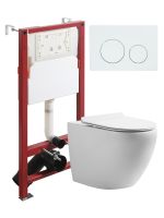 Orange Унитаз подвесной безободковый белый с инсталляцией, микролифт, кнопка смыва белая арт-CI07-100W+APB188 — фото 10, Комплекты унитаз + инсталляция