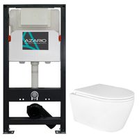 Сет: Инсталляция для подвесного унитаза AZARIO NEW, 2-х режимный смыв 3/6 л. + Унитаз подвесной Azario UNO 365х485х365 безободковый, в комплекте с быстросъемным сиденьем микролифт арт-AZ-501A+AZ-2380 — фото 14, Комплекты унитаз + инсталляция